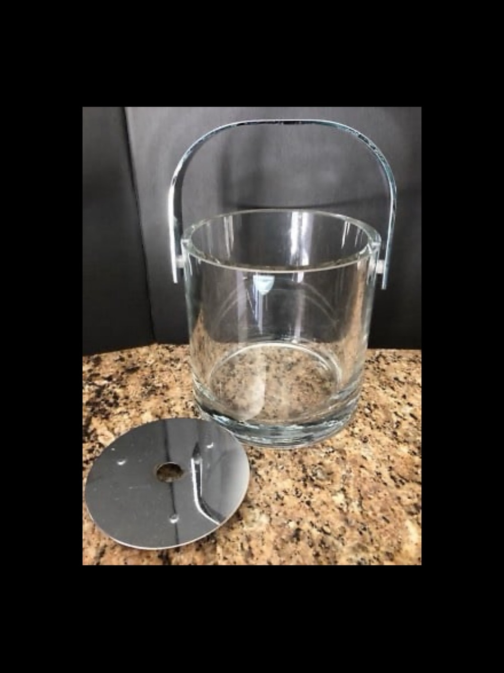 ORREFORS SWEDEN HEAVY MID CENTURY MODERN ICE BUCKET, TONGS & DRAIN PLATE